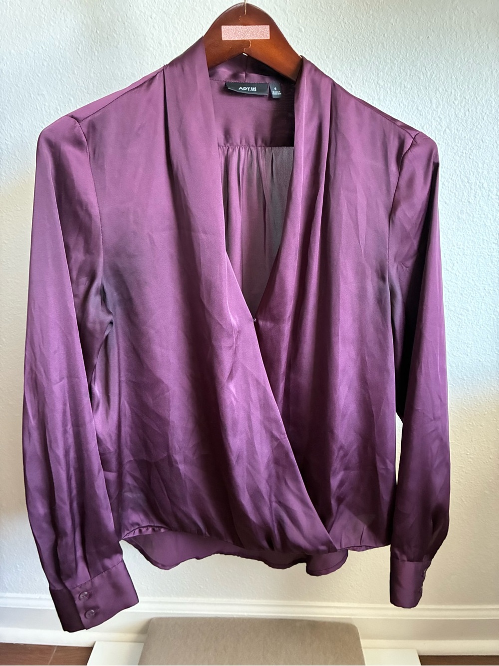 Apt. 9 Women's Deep Plum Wrap-Style Long Sleeve Blouse